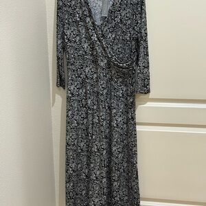 NWT Lane Bryant Black and White Long Sleeve Maxi Dress 14/16
